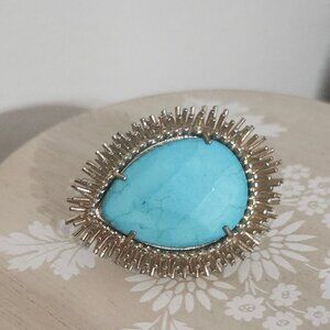 Kendra Scott Turquoise Blue Silver Statement Ring 5